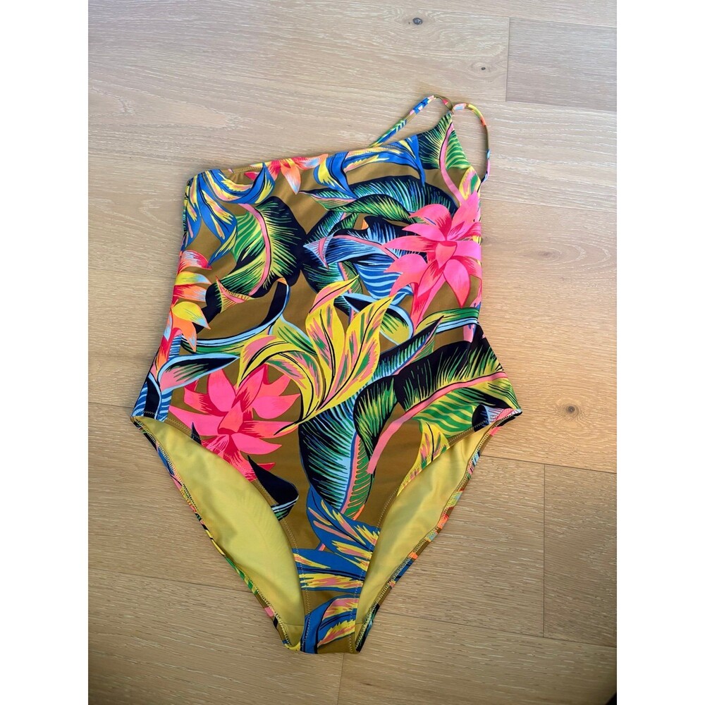 aerie Tropical Floral One-Piece Swimsuit in Pink, Yellow, Green, Blue